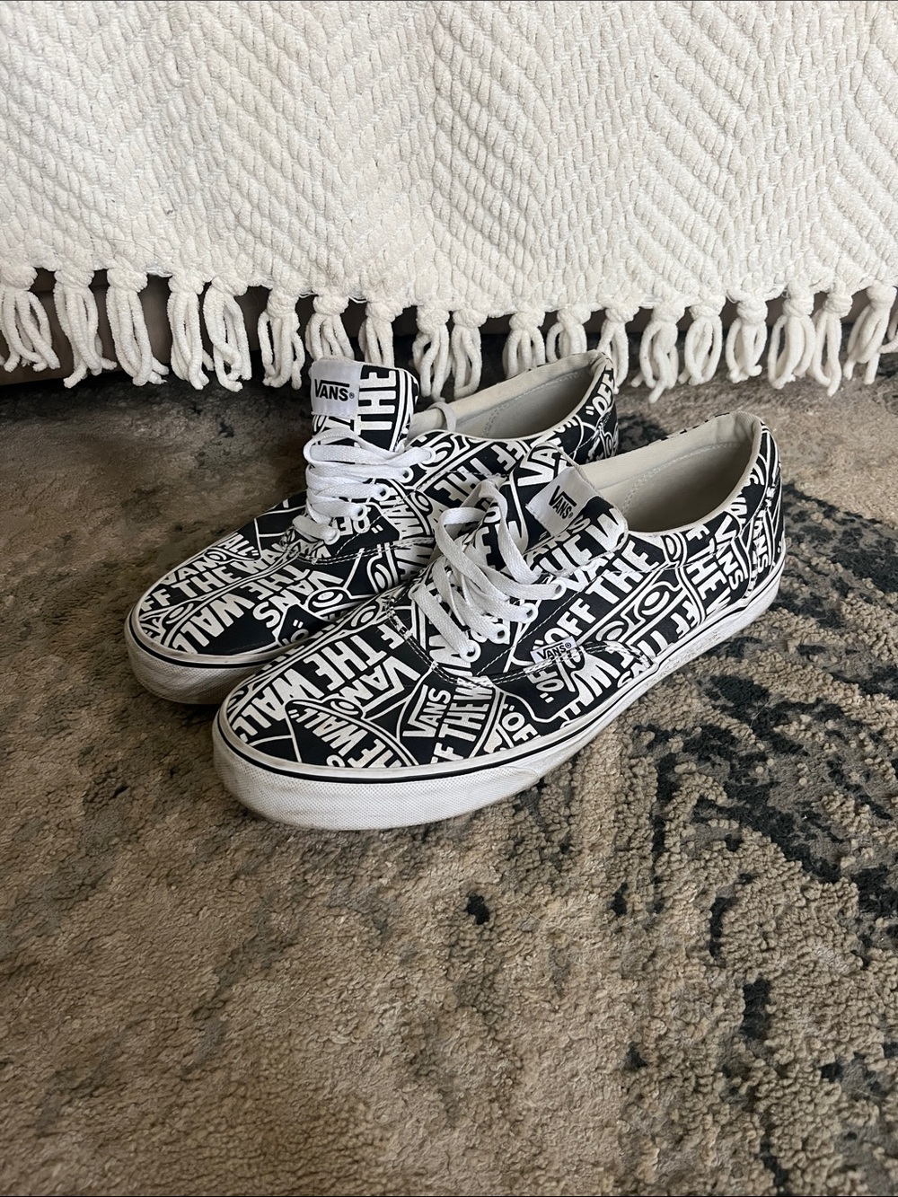 Vans Black & White Graphic Logo Low-Top Sneakers